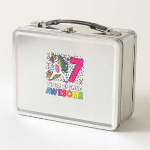 7. Geburtstag Dabbing Einhorn Party Geschenk 7 Jah Metall Brotdose