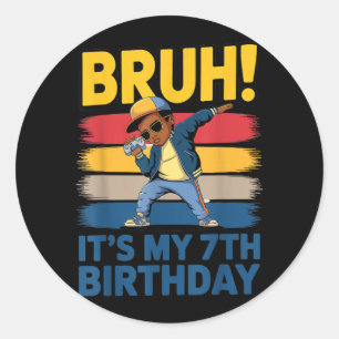 7. Geburtstag Dabbing Junge Bro 7. Geburtstag Runder Aufkleber