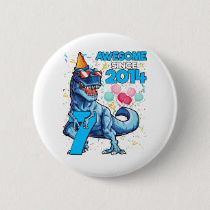 7. Geburtstag Dinosaurier 7 Jahre Junge Kinder Pha Button
