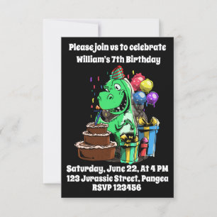 7. Geburtstag, Dinosaurier, Geburtstag, Für Jungen Einladung