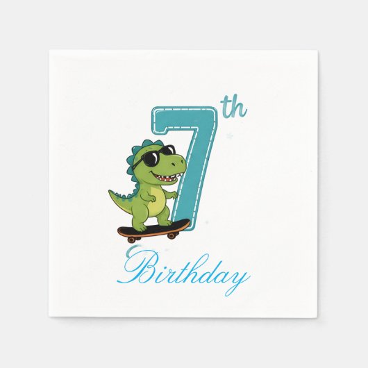 7. Geburtstag Dinosaurier-Papier-Tischdecken Serviette (Vorderseite)