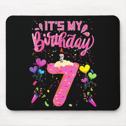 7. Geburtstag Donut glückliches 7-jähriges Mädchen Mousepad (Vorne)