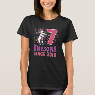 7. Geburtstag Einhorn Großartig Seit 2018 7 Jahre  T-Shirt