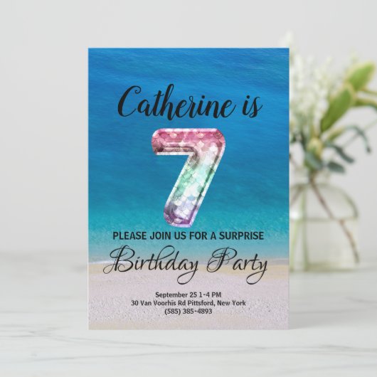 7. Geburtstag Einladung (Stehend Vorderseite)