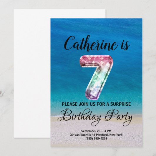 7. Geburtstag Einladung (Vorne/Hinten)