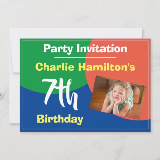 7. Geburtstag Einladung mit Foto (Vorderseite)