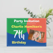 7. Geburtstag Einladung mit Foto (Stehend Vorderseite)