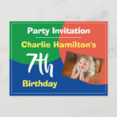 7. Geburtstag Einladung mit Foto Postkarte (Vorderseite)