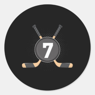 7. Geburtstag Eishockey 7 Jahre alt Thema Birthda Runder Aufkleber