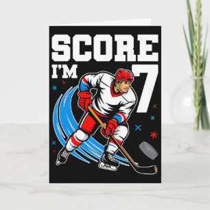 7. Geburtstag Eishockey Junge Sieben Jahre alt Eis Karte