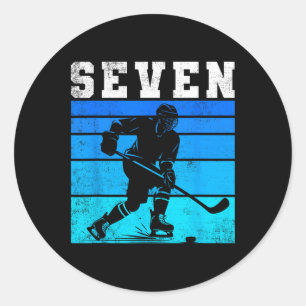 7. Geburtstag Eishockey Jungen Sieben Hockey Gebur Runder Aufkleber