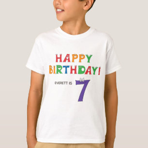 7. Geburtstag Farbenfrohe Alphabete mit Namen Kind T-Shirt