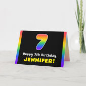 7. Geburtstag: Farbiger Regenbogen # 7, Individuel Karte (Vorderseite)
