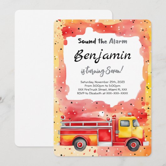 7. Geburtstag Feuerzug Einladung (Vorne/Hinten)