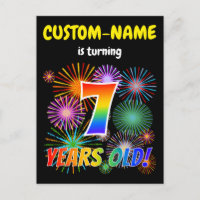 7. Geburtstag - Fun Fireworks, Regenbogen Look "7"