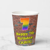 7. Geburtstag: Fun Graffiti Inspiriert Regenbogen Pappbecher (Rückseite)