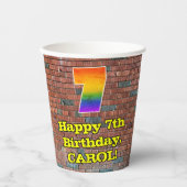 7. Geburtstag: Fun Graffiti Inspiriert Regenbogen Pappbecher (Vorderseite)
