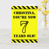 7. Geburtstag: Fun Stencil Style Text, Individuell Karte (Gelbe Blume)