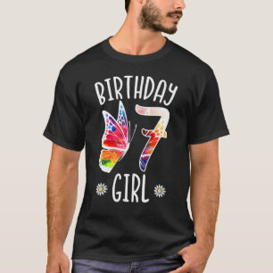 7. Geburtstag Girl Butterflies 7 Jahre alte Mädche T-Shirt