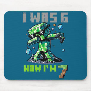 7. Geburtstag ich bin 6 jetzt bin ich 7 Pixel Dab  Mousepad