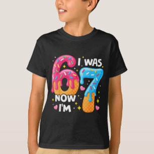 7. Geburtstag Ich war 6 jetzt bin ich 7 67 Lustige T-Shirt