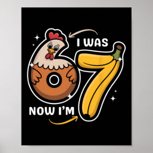 7. Geburtstag Ich war 6, jetzt bin ich 7 Huhn Nana Poster
