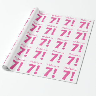 7. Geburtstag Individuelle Name PINK und WEISS B14 Geschenkpapier