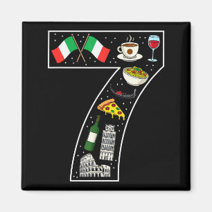 7. Geburtstag Italienische Kultur 7 Jahre alte Ita Magnet