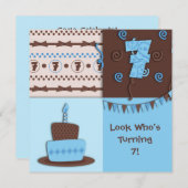 7. Geburtstag: Junge:Einladung Einladung (Vorne/Hinten)
