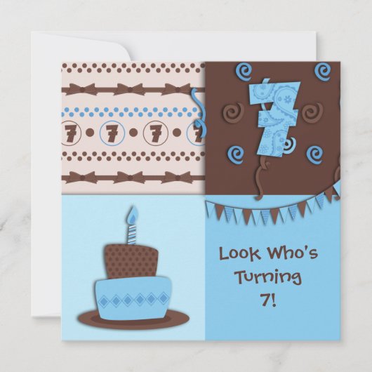 7. Geburtstag: Junge:Einladung Einladung (Vorderseite)