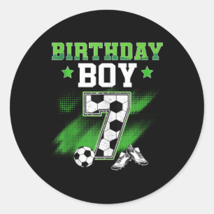 7. Geburtstag Junge Fußball 7 Jahre Sport 7 Jahre  Runder Aufkleber
