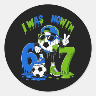 7. Geburtstag Junge Fußball Eis Drip 7 Jahre alt Runder Aufkleber