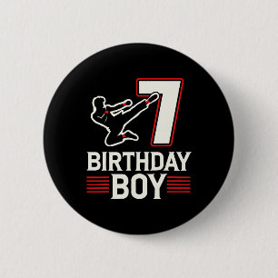 7 Geburtstag Junge Karate Sieben Jahre alt Button