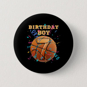 7. Geburtstag Junge Sieben 7 Jahre alte Sketll-Spi Button