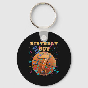 7. Geburtstag Junge Sieben 7 Jahre alter Basketbal Schlüsselanhänger