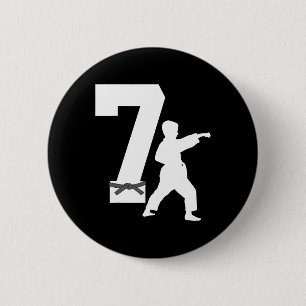 7. Geburtstag Karate Taekwondo 7 Jahre Junge Kinde Button