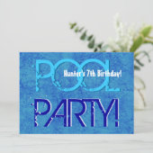 7. Geburtstag Kinderbecken Party Blue White V07 Einladung (Stehend Vorderseite)
