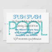 7. Geburtstag Kinderbecken Party Blue White V07 Einladung (Rückseite)