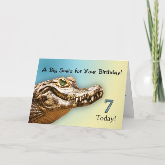 7. Geburtstag Lächeln Alligatorkarte Karte (Vorderseite)