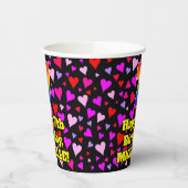 7. Geburtstag: Liebes Herz Muster, Regenbogen 7 Pappbecher (Links)