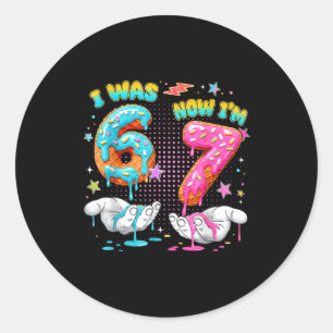 7. Geburtstag Lustig Ich war 6 jetzt bin ich 7 Jun Runder Aufkleber
