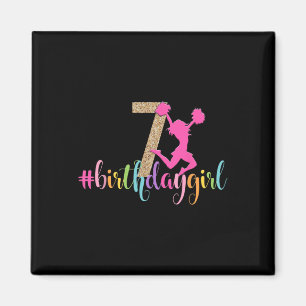 7. Geburtstag Mädchen Cheerleader Regenbogen Cheer Magnet