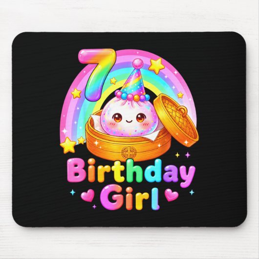 7. Geburtstag Mädchen Dumpling Kawaii Pastell Anim Mousepad (Vorne)