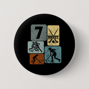 7. Geburtstag Mädchen Feldhockey 7 Jahre Hockey Button
