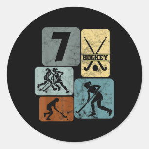 7. Geburtstag Mädchen Feldhockey 7 Jahre Hockey Runder Aufkleber