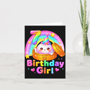 7. Geburtstag Mädchen Klößchen kawaii Pastell Anim Karte