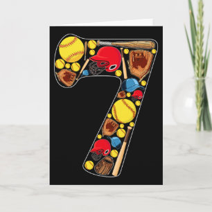 7. Geburtstag Mädchen Softball Thema 7 Jahre alte Karte