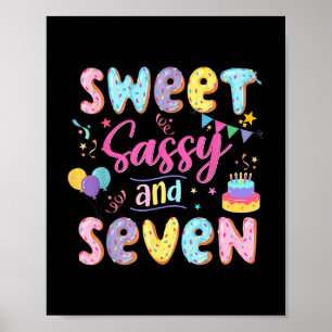 7. Geburtstag Mädchen Sweet Sassy und sieben Donut Poster