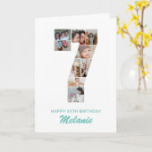 7. Geburtstag Nr. 7 FotoCollage Personalisiert Karte (Gelbe Blume)