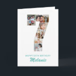 7. Geburtstag Nr. 7 FotoCollage Personalisiert Karte<br><div class="desc">Feiern Sie den bedeutsamen 7. Geburtstag Ihres Kindes mit dieser niedlichen Karte. Es ist eine personalisierte Geburtstagskarte für Fotos, mit der Sie ein wirklich einzigartiges und unvergessliches Design schaffen können. Diese anpassbare Vorlage lasse Ihnen, Ihre eigenen hochgeschätzten Fotos einzufügen, um die wertvollen Momente Ihres Kinderjahres zu erfassen. Diese benutzerdefinierte Karte...</div>